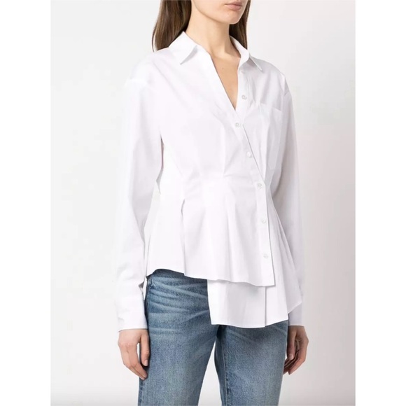Veronica  Beard Rosamund Poplin Shirt In White, 12 - Picture 7 of 10